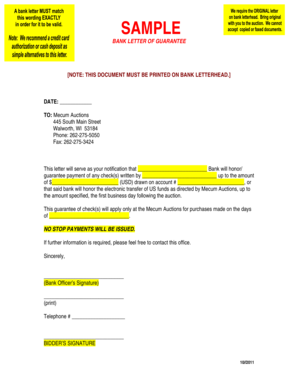 Bank Letter of Guarantee
