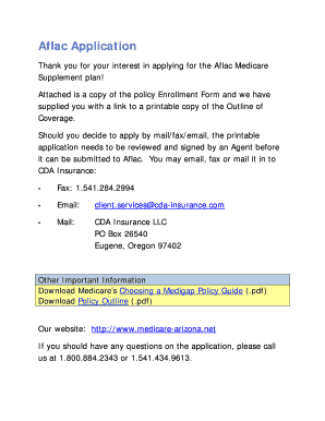 Aflac Medicare Supplement Insurance Application