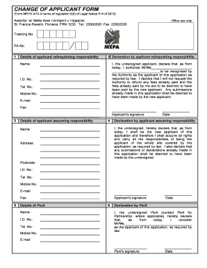 Malta Change of Applicant Form