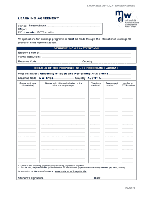 Erasmus Exchange Application Form