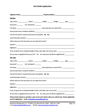 Pet Profile Application