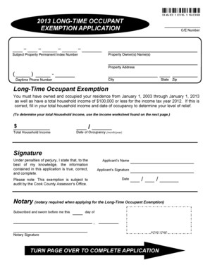 Long-Time Occupant Exemption Application