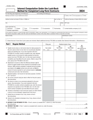 California Form 3834 Interest Computation