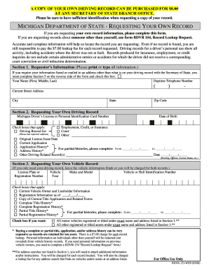 Michigan Driving Record Request Form