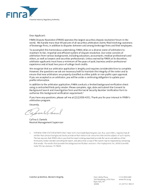 FINRA Arbitrator Application Form