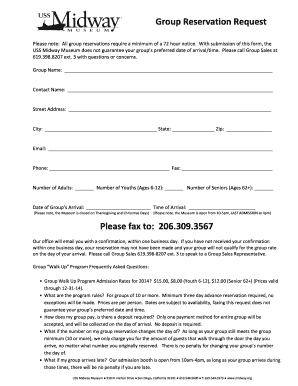 USS Midway Museum Group Reservation Request