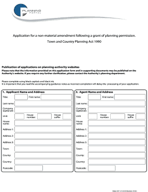 UK Non-Material Amendment Planning Application