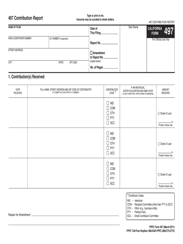 FPPC Form 497 - Fair Political Practices Commission - fppc ca Preview on Page 1