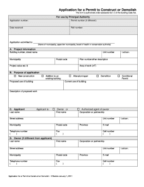 Application for a Permit to Construct or Demolish