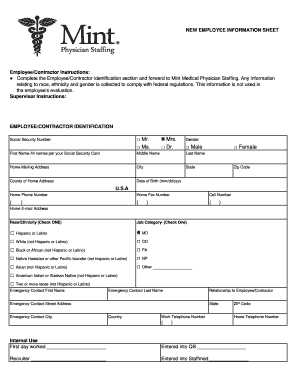 New Employee Information Sheet