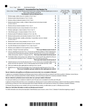 Montana Schedule IV - Nonresident/Part-Year Resident Tax Form
