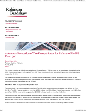 IRS Form 990 Filing Requirements and Automatic Revocation
