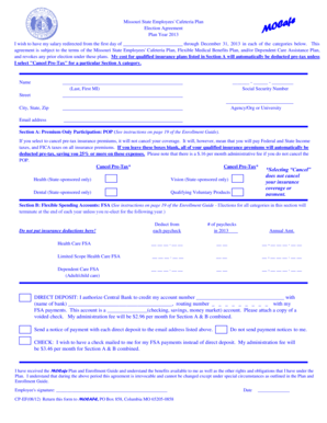 Missouri State Employees Cafeteria Plan Election Agreement