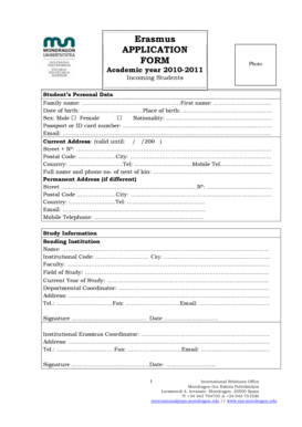 Erasmus Application Form