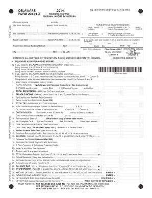 Delaware Resident Amended Personal Income Tax Return