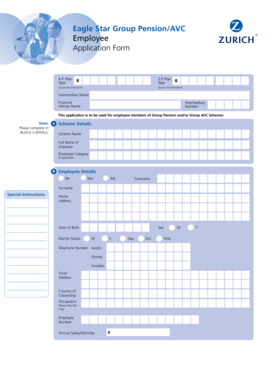 Eagle Star Group Pension/AVC Employee Application Form