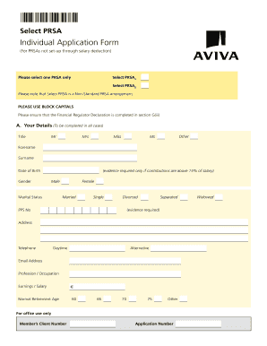 Ireland PRSA Individual Application Form