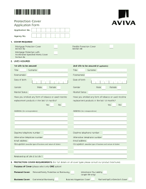 Mortgage Protection Cover Application Form