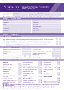 Conductor Personal Pension Plan Application Form