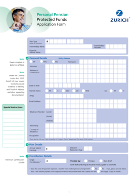 Personal Pension Protected Funds Application Form