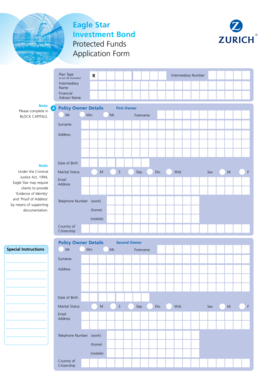 Eagle Star Investment Bond Application Form