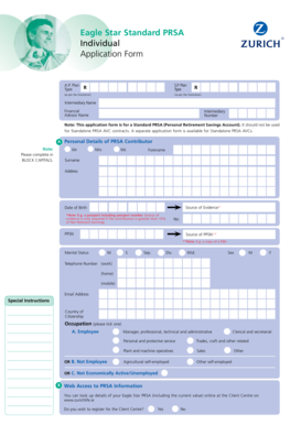 Eagle Star Standard PRSA Application Form
