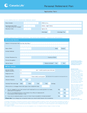 Personal Retirement Plan Application Form