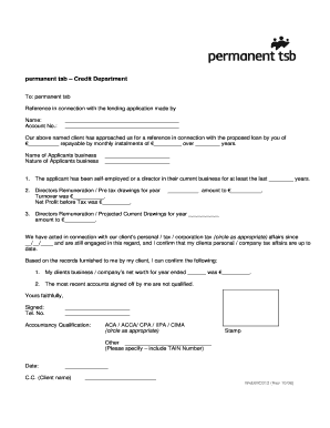 Permanent TSB Credit Reference Form