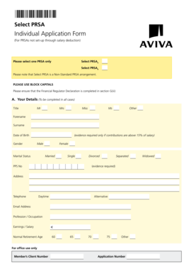 Ireland PRSA Individual Application Form