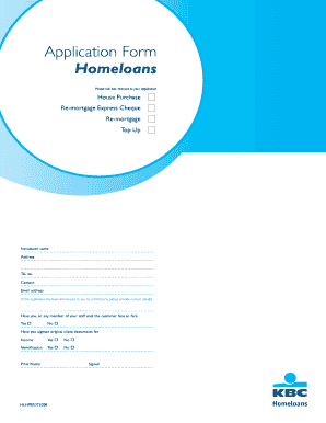 KBC Homeloans Application Form