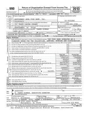 Form 990 2013 Montgomery Area Food Bank