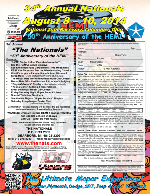 Mopar Nationals Vehicle Entry Form