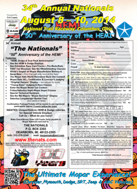 Mopar Nationals Vehicle Entry Form