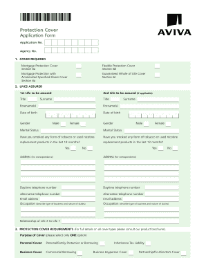 Mortgage Protection Cover Application Form