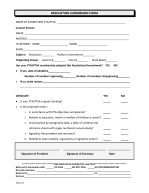 PTA Resolution Submission Form