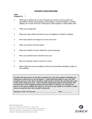 Epilepsy Questionnaire