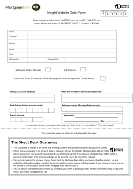 Mortgage Brain Insight Website Order Form