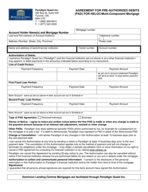 Paradigm Quest Inc. Pre-Authorized Debit Agreement