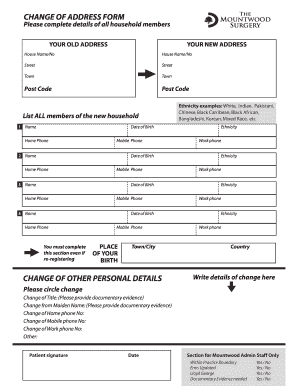 Change of Address Form