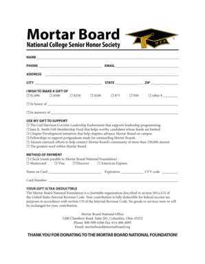 Mortar Board Donation Form