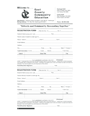 East County Community Education Registration Form