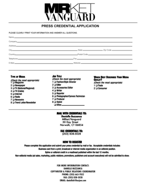 Press Credential Application