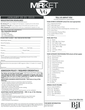 BJI Fashion Group Trade Show Registration Form
