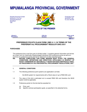 Preference Points Claim Form SBD 6.1