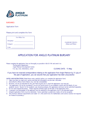Anglo Platinum Bursary Application Form