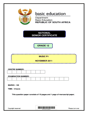 National Senior Certificate Grade 12 Music P1 Exam