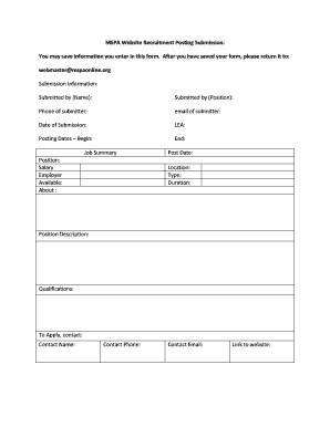 MSPA Website Recruitment Posting Submission