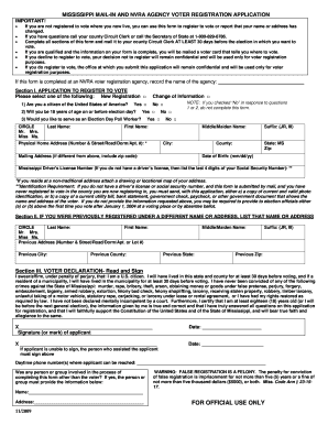 Mississippi Voter Registration Application