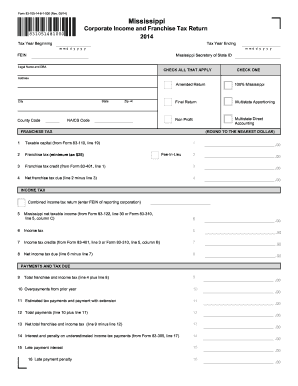 Mississippi Corporate Income and Franchise Tax Return