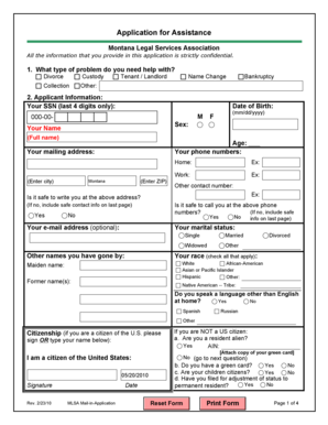 Montana Legal Services Application